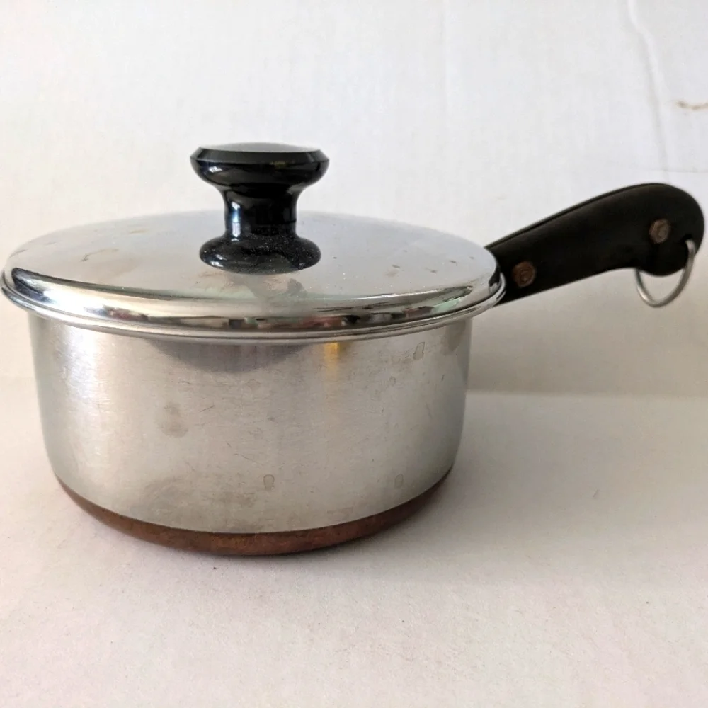 Copper Clad Revere Ware Stainless Steel Cooking Pot with lid VTG